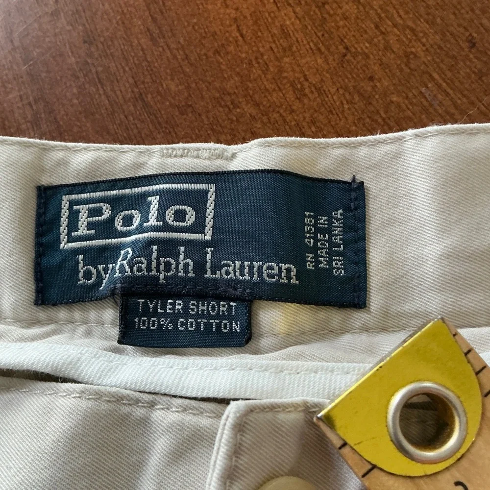 Polo Ralph Lauren Mens Tyler Short Tan Khaki Pleated Chino Cotton Shorts 35W